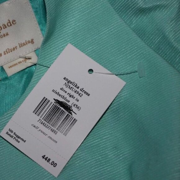 Kate Spade Dress Silk Teal Pockets Party Brunch Wedding Guest - Picture 4 of 10